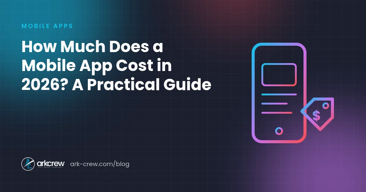 Smartphone with app screens and a price tag, illustrating app development costs